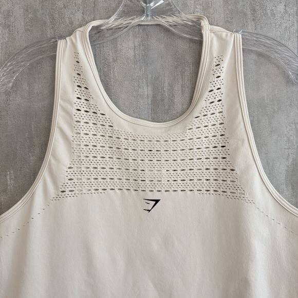 GYMSHARK Energy Seamless Laser-Cut Tank Top Womens Size Medium Ivory Workout Gym - Picture 3 of 10